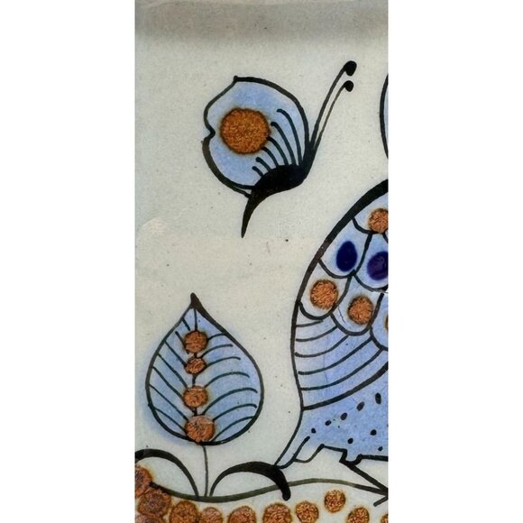 Ken Edwards El Palomar Tonala Studio Pottery Dish Mexico Flower Quail 6.5"x 5.5" - Picture 3 of 6